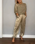 Bérénice | Ensemble Satin Pull & Pantalon
