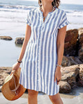 Martine | Robe-Chemise Rayée Élégante