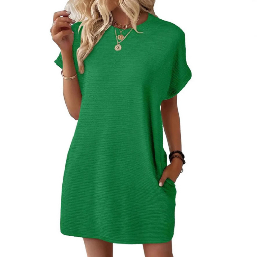 Adèle | Robe d'Été Minimaliste Col Rond — Vert