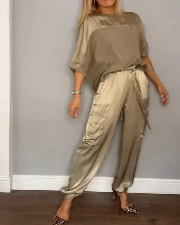 Bérénice | Ensemble Satin Pull & Pantalon