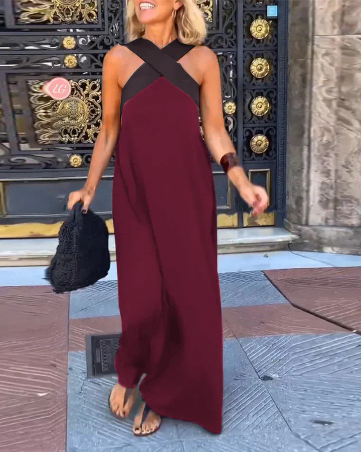 Delphine | Robe Longue Col Croisé — Bordeaux