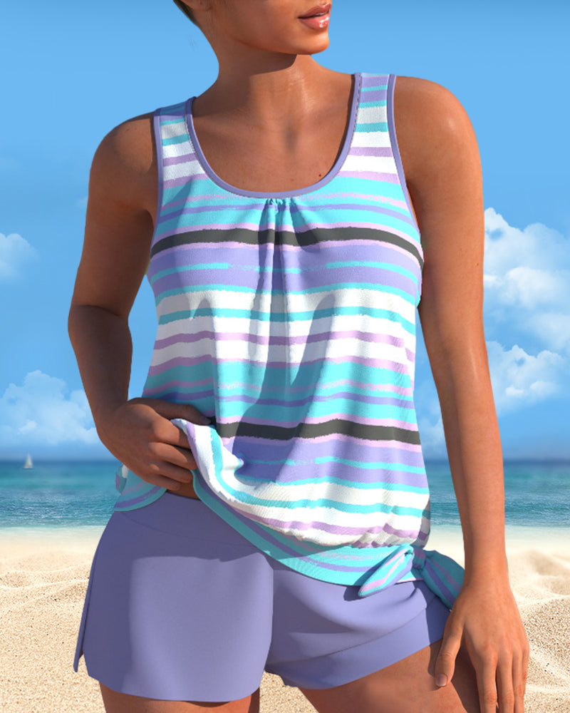 Adeline | Tankini Col U Rayé
