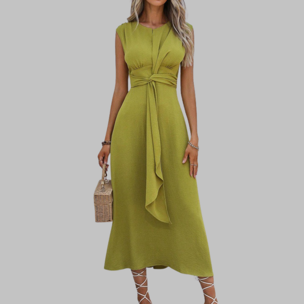 Anaïs | Robe Longue Sans Manches Col Rond — Jaune