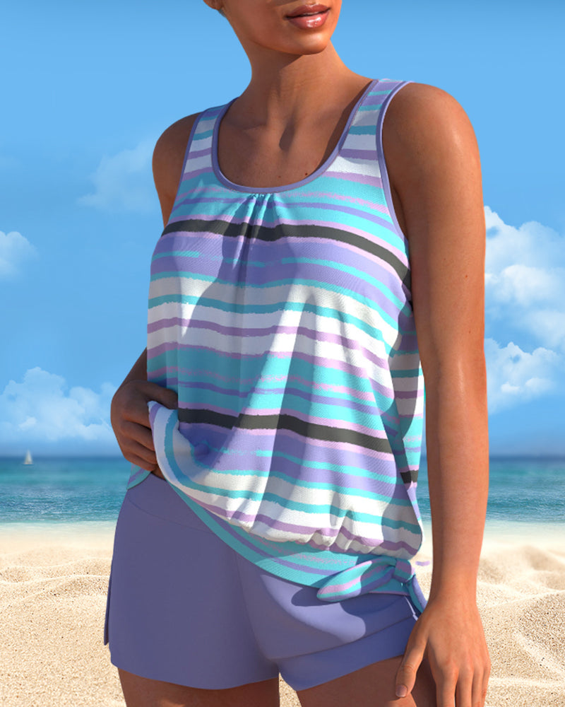 Adeline | Tankini Col U Rayé