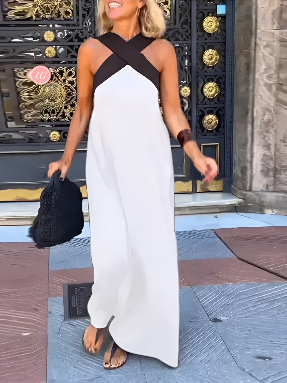 Delphine | Robe Longue Col Croisé — Creme