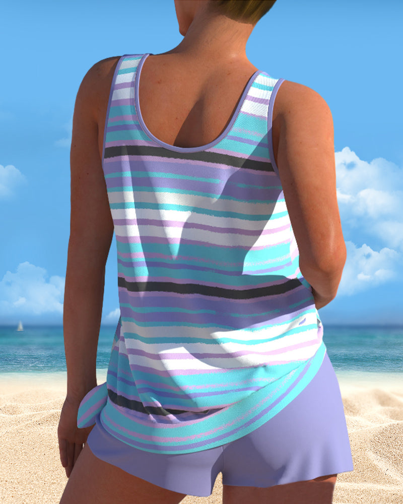 Adeline | Tankini Col U Rayé