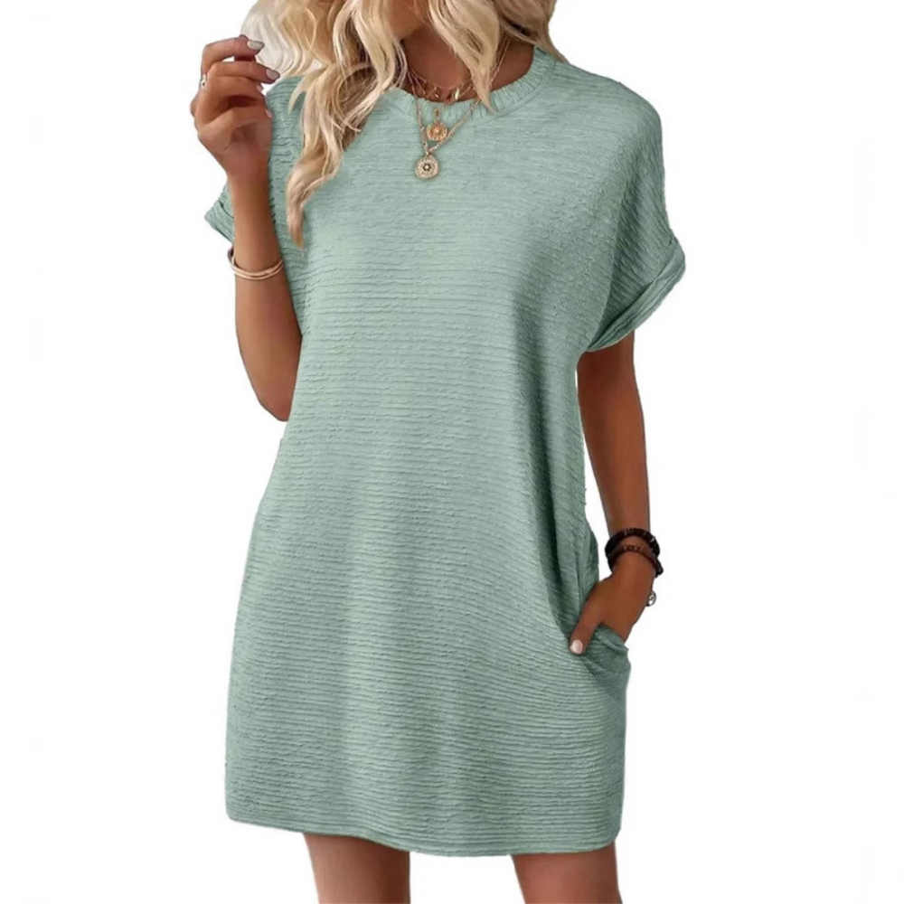 Adèle | Robe d'Été Minimaliste Col Rond — Vert clair
