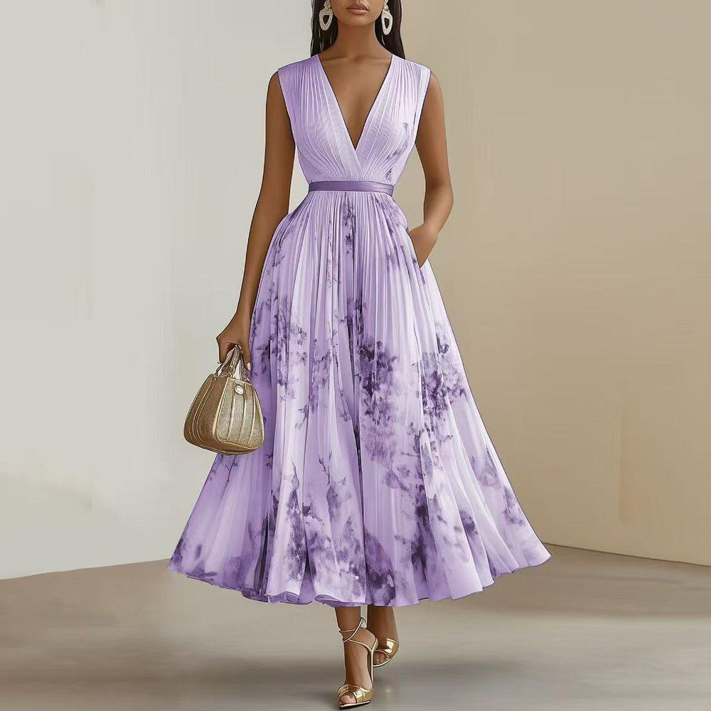 Léa | Robe Longue Plissée — Violet