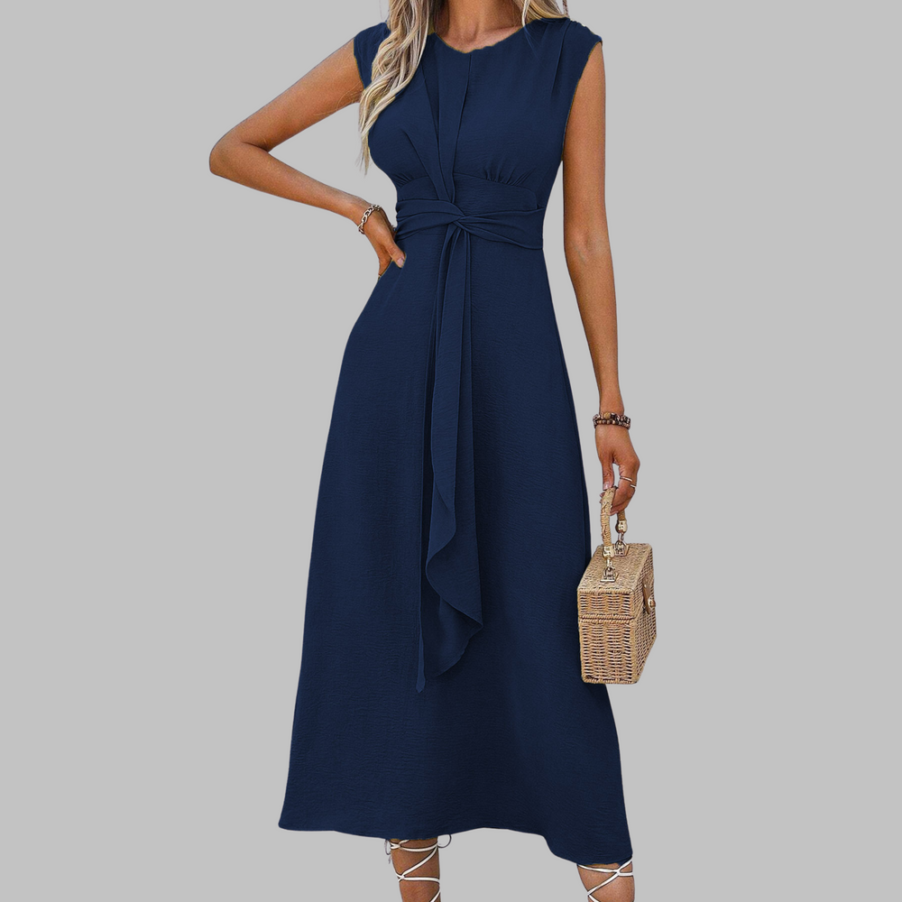 Anaïs | Robe Longue Sans Manches Col Rond — Bleu marine