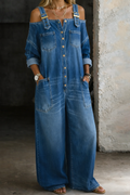 Garance | Combinaison Denim Épaules Dénudées