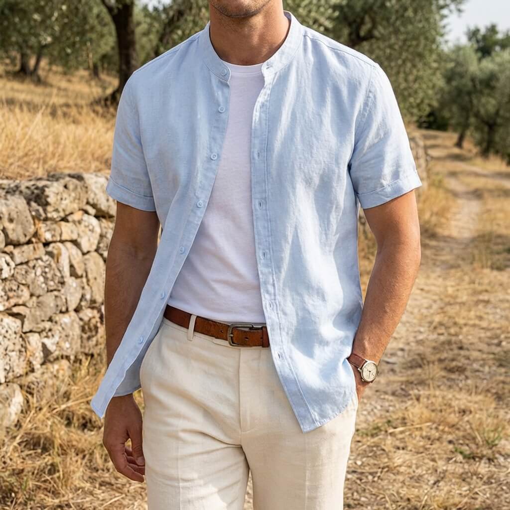Pierre | Chemise Lin Manches Courtes