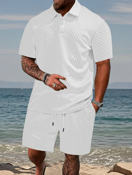 Ajaccio ensemble polo & short jacquard, coloris Blanc
