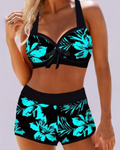 Cerise | Maillot Taille Haute Fleurs