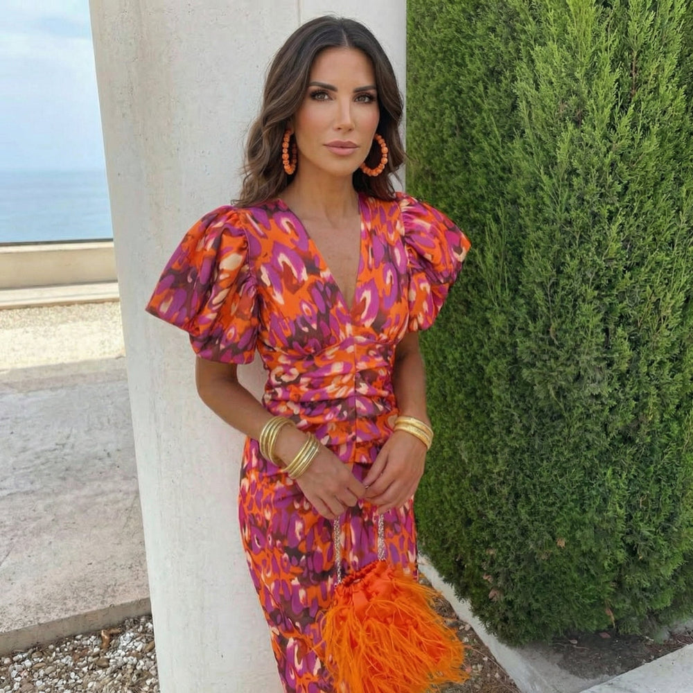 Vera | Robe Élégante d'Été — Naranja/Púrpura