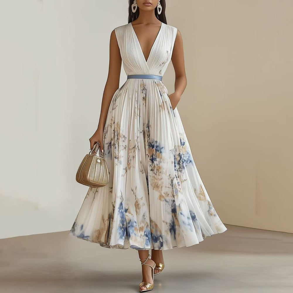 Léa | Robe Longue Plissée — Blanc