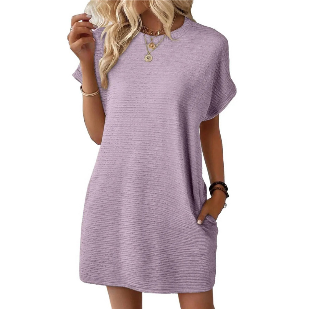 Adèle | Robe d'Été Minimaliste Col Rond — Violet clair