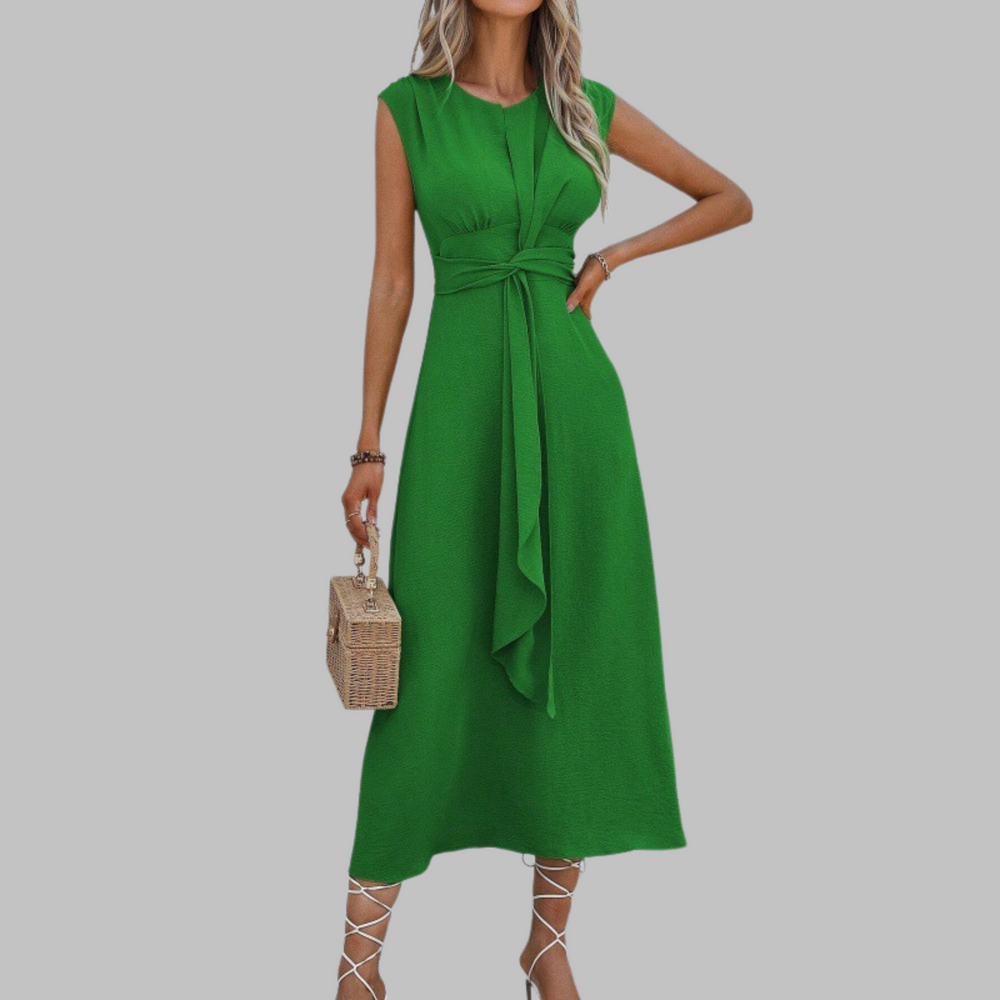 Anaïs | Robe Longue Sans Manches Col Rond — Vert olive