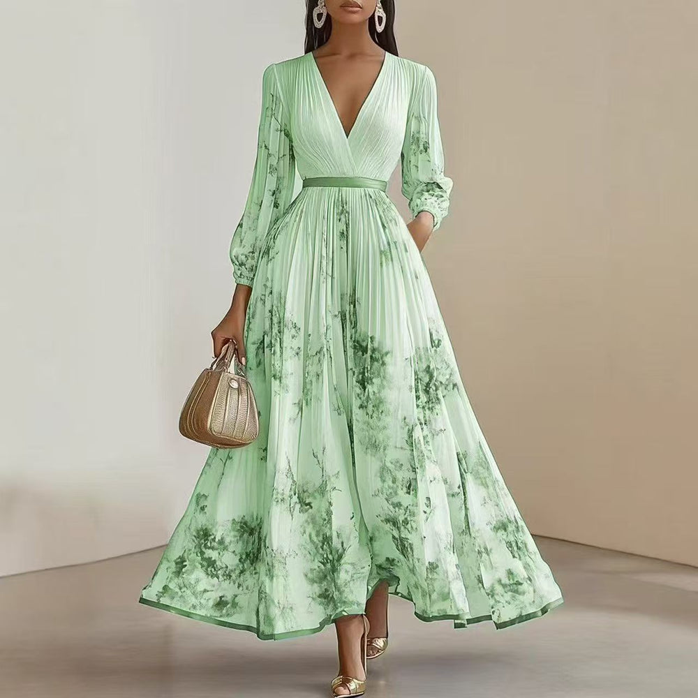 Léa | Robe Longue Plissée — Avec manches