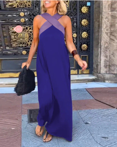 Delphine | Robe Longue Col Croisé — Bleu