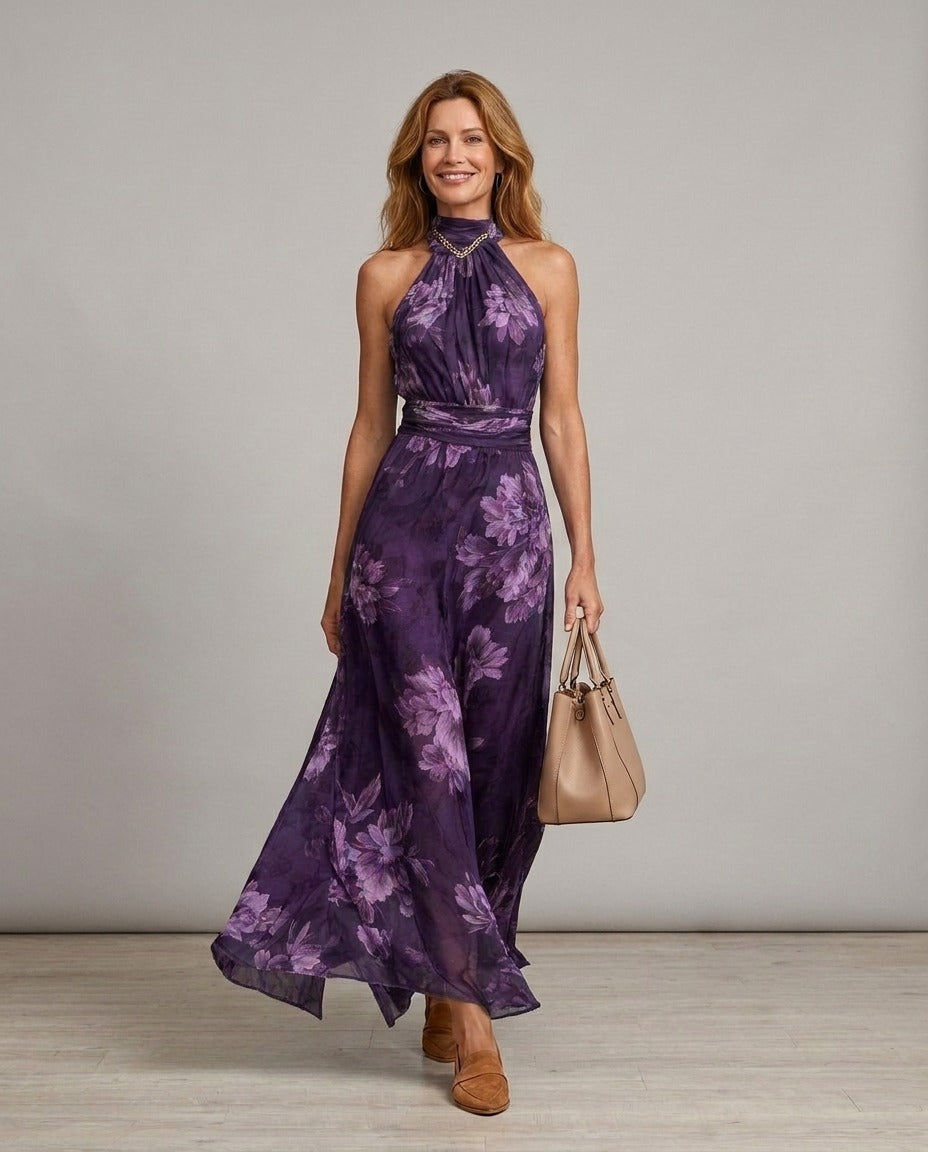 Sophie | Robe d'Été à Fleurs — Violet
