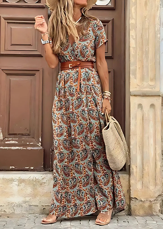 Céleste | Robe Longue Bohème Aérienne — Marron