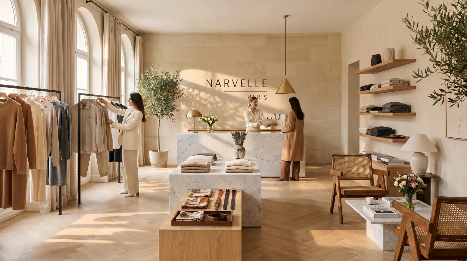 Détail boutique - cashmere et hangtag Narvelle
